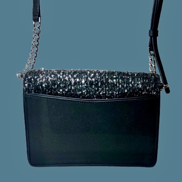 KATE SPADE Black and Silver Slide Lock Clutch Crossbody Bag Silver Accents NWOT - Picture 3 of 17